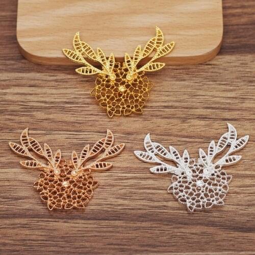 10 PCS 64x39mm Metal Alloy Flowers Leaf For Headdress Hair Stick Accessories DIY Jewelry Making Component