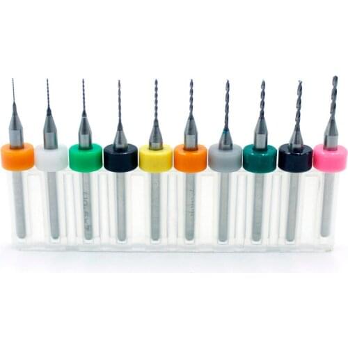 10pcs/set 0.3-1.2mm Mini Drill Bit Set PCB Tungsten Carbide Micro Drilling Bits For SMT CNC Print Circuit Board Power Tool