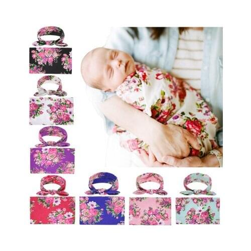 Baby Swaddles Soft Newborn Blankets Bath Gauze Infant Wrap Sleepsack Stroller Cover Play Mat Towel Wrap +Headband 2PCS