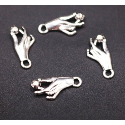40pcs Silver Color Hip Hop Hand of Hope Metal Pendant DIY Charm Bracelet Earrings Jewelry Crafts Making 20*10mm M522
