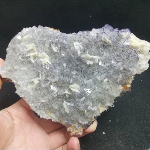 403.9gNatural rare purple fluorite and fluorite aluminum gypsum associated mineral specimen stone and CRYSTAL HEALING CRYSTAL QU