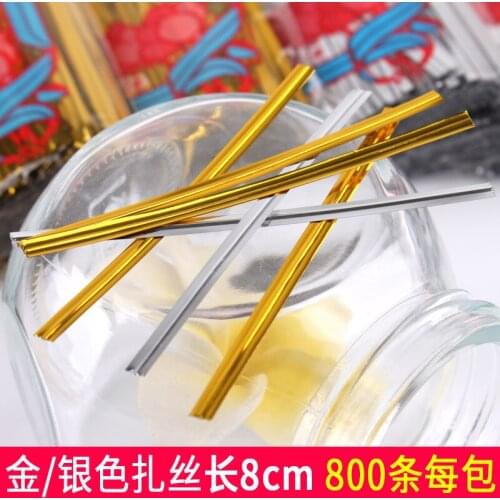 8cm tie wire, silk, golden silver wire, sealing rope, food, candy, bread, flowers, 8cm golden bag