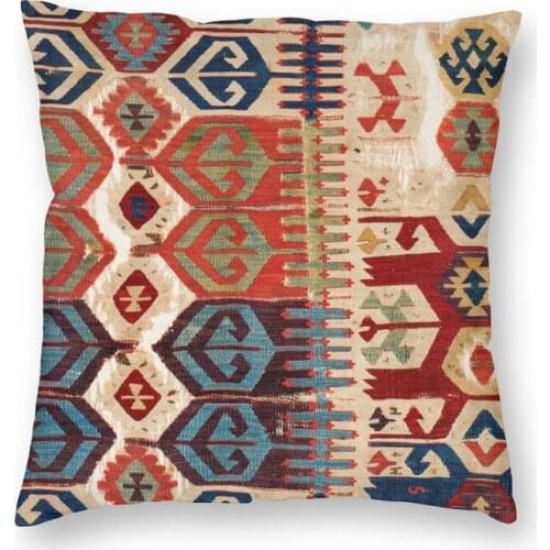 Aksaray Tribal Antique Turkish Kilim Print Pillow Case Home Decor Vintage Bohemian Ethnic Art Cushions Throw Pillow For Car