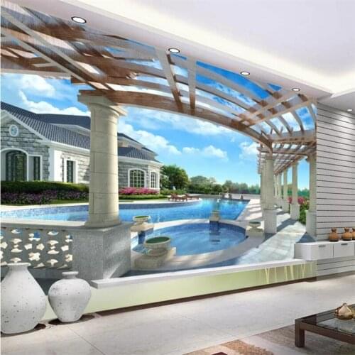 Beibehang Custom 3d wallpaper mural home decor living room bedroom upscale luxury villa 3D swimming pool mural background