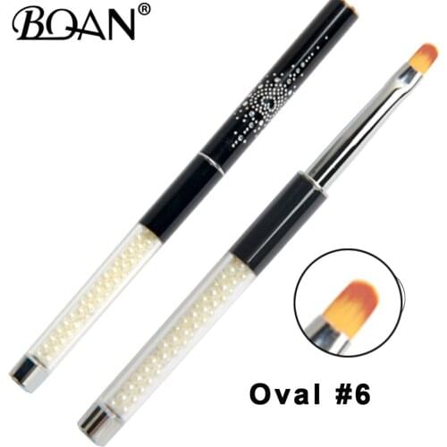 BQAN Nail Art Pearl Oval Paint Brush Acrylic Glitter Gel Polish Coat Extension 3D Line Grid Petal French Nail Brush