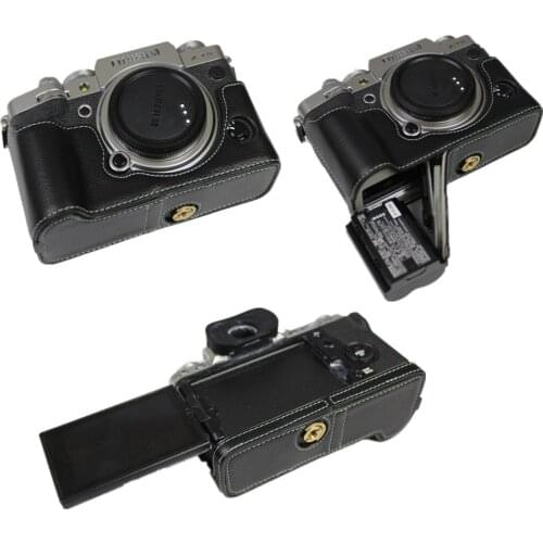 Genuine Leather Camera Bag Case For Fujifilm FUJI X-T4 XT4 Half Body Cover With Battery Opening