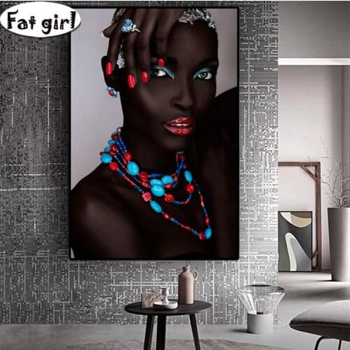 Black Nude African Sexy Woman diamond painting Lips and Nails diamond embroidery full drill 3d diy mosaic cross stitch wall art