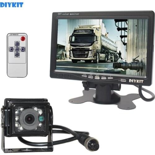 DIYKIT DC 12V-24V 7" TFT LCD Backup Car Monitor + 4pin IR Night Vision CCD Rear View Reverse Camera for Bus Houseboat Truck