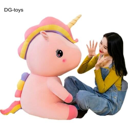 Giant Ball Shape Rainbow Unicorn Plush Toy Stuffed Cartoon Animals Unciornio Hug Pillow Plushies Doll Toy for Girl Birthday Xmas