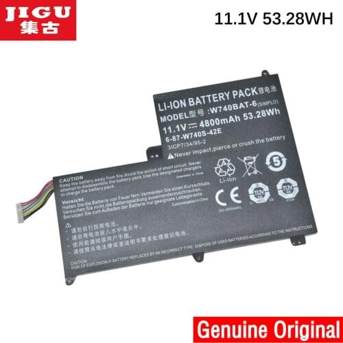 JIGU Original Tablet Battery W740BAT-6 3ICP7/34/95-2 6-87-W740S-42E1 For CLEVO S413 W740SU Series 11.1V 53.28WH