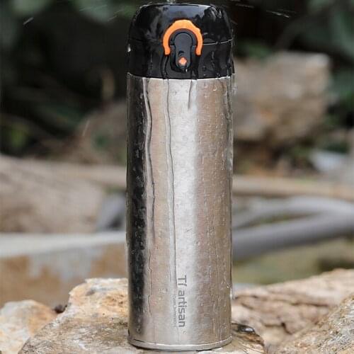 480ml Metal Vacuum Flask Titanium Bouncing Thermos Travel Hot Cup Coffee Milk Tea Insulation Mug Straight Thermos Bottle