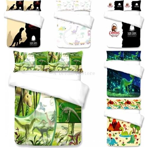 Cartoon Dinosaur Duvet Cover Set Cute Kids 3D Animal Comforter Beding Set 2/3pcs Twin Queen King Size Bed Linen Bedding For Kids