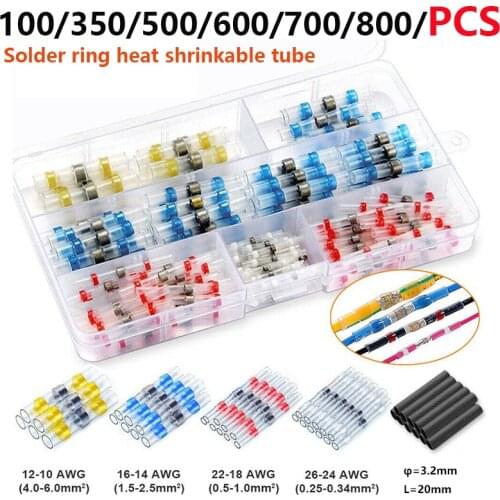 Heat Shrinkable Terminal Solder Seal Wire Connectors Kit Heat Shrink Butt Connectors Waterproof And Insulated,Various Boxed