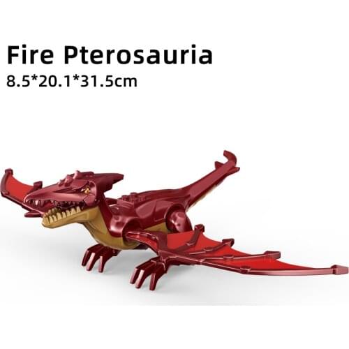 Jurassic Dinosaur World Toys Flame Pterosaurs Velociraptor Building Blocks Set Bricks Constructor MOC Dragon Kids Boy Compatible