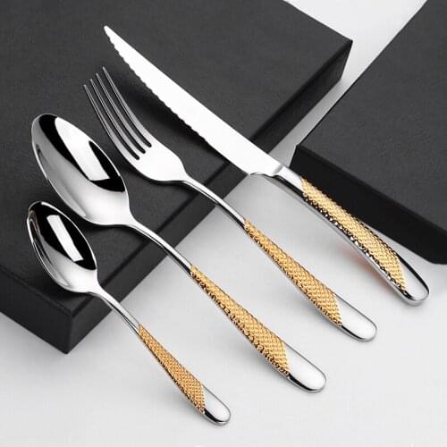 Kitchen Cutlery Set Silver Cutlery Set Stainless Steel Luxury Dinnerware Fork Spoon Knife Western Dinner Set Tableware Dropship