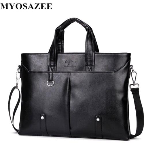 MYOSAZEE Men Casual Briefcase Bag Male PU Leather Briefcase Men Shoulder Bags Business Computer Laptop Handbag Messenger Travel