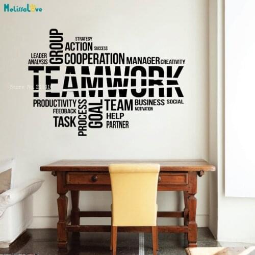 Teamwork Wall Vinyl Decal Words Cloud Sticker Motivational Quotes Office Interior Home Art Decor Removable Vinyl Murals YT1177