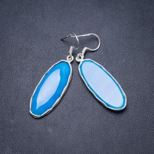 Natural Botswana Agate Handmade Unique 925 Sterling Silver Earrings 1.75" Y2499