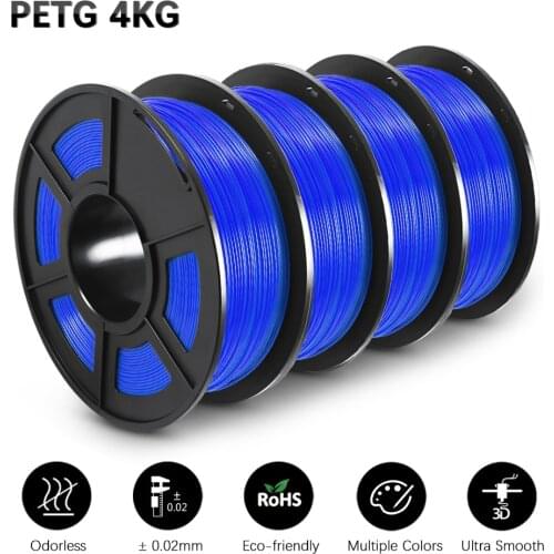 GOHIGH PETG Filament 4 Rolls 4KG 1.75MM Tolerance +-0.02MM Bright Color 3D Printing Material For 3D Printer & 3D Pens