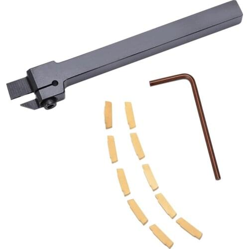 New 10Pcs Mgmn200 Carbide Inserts Golden Blades + 1Pc Mgehr1010-2 Turning Tool Holder Boring Bar With Wrench