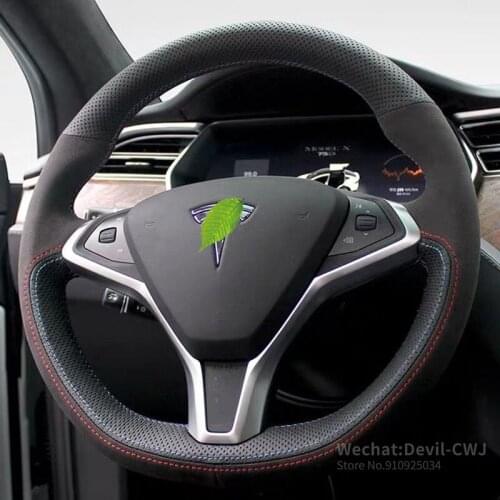 New Interior For Tesla Model SX 2016-2020 Anti Slip Leather Steering Wheel Stitch on Wrap Cover car accessories Auto parts