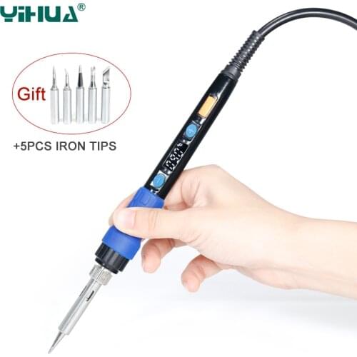 YIHUA 928D Soldering Iron 65W Adjustable Temperature Electric Soldering Iron Gift 5pcs Tips 110V or 220V For Welding Repair Tool