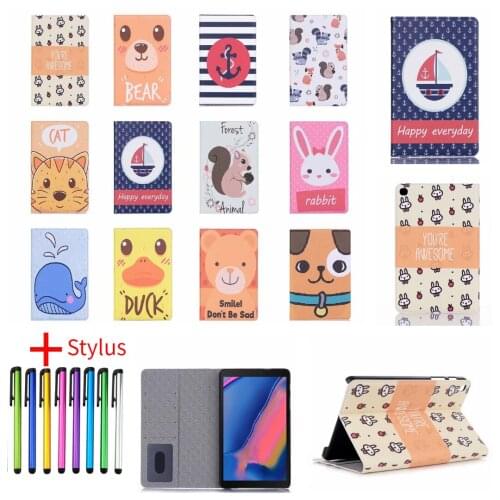 Flip-over Tablet Cover Case For Huawei MediaPad M5 Lite 8.0 JDN2-W09 JDN2-AL00 Case Cartoon Relief Color Painting Case+PEN