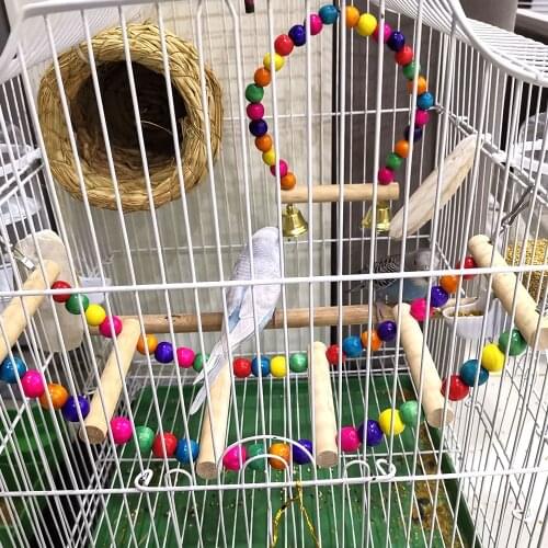 Birds Cages Net Bird Toy Pets Parrots Ladders Climbing Toy Hanging Balls With Natural Wood Parrot Toys for Parakeets Cockatiels