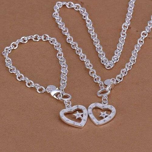 S032 925 sterling silver jewelry set, fashion jewelry set Inlaid Heart And Star /aimaizta fyqaopxa