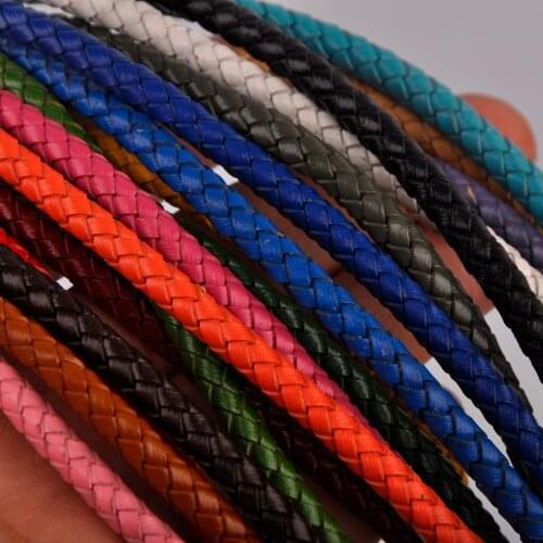 100m 5mm Braided Round Leather Cord Genuine Leather Rope Cow Leather String Cord Jewelry Making Supplies