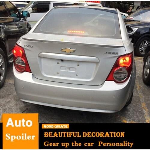 For 2011-2013 Chevrolet Aveo Spoiler Sport 2012 ABS Material Car Rear Wing Primer Color Trunk Rear Spoiler decoration
