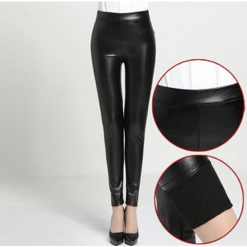 Warm Winter Leggings Winter Velvet Pants Women Faux Leather Trousers Sexy Simple Clothing Black Leggings For Women Sex Leggins