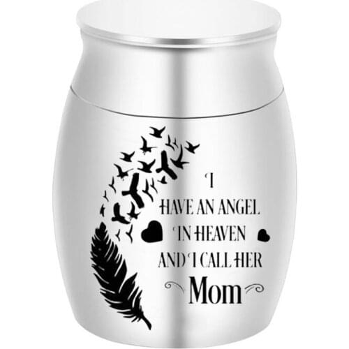 Cremation Urn Aluminum Alloy Cremation Tin Metal Urn Pet Feather Ashes Memorial With Gift Velvet Bag