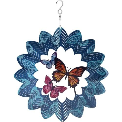 Butterfly 360 Degrees Wind Chimes 3D Colourful 3D Dynamic Stainless Steel Metal Rotating Indoor Outdoor Garden Decoration