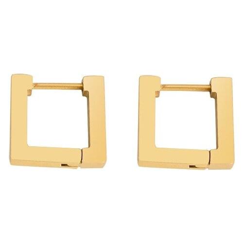 Stainless Steel Jewelry Simple Square Shaped Hoop Earrings For Women Anti Allergy Gold Metal Geometric Earrings Fashion Jewelry