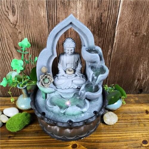 Zen Fountain Ornament Relaxing Circular Water Flow Figurine US Plug Decor