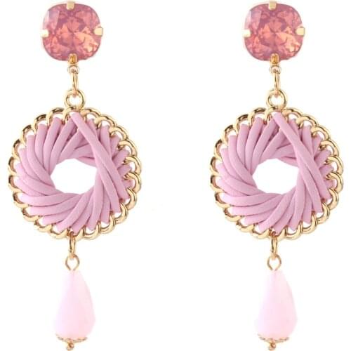 Zouchunfu Fashion earrings for women drop Oorbellen hand-woven leather earrings high quality crystal pendant earrings jewelry