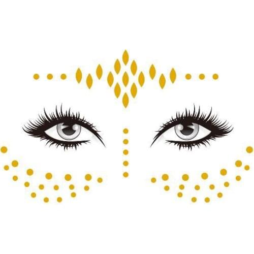 Gold Face Temporary Tattoo Sticker Diamond Pattern Waterproof Freckles Makeup Eye Decal Body Art for Girl Kid 17