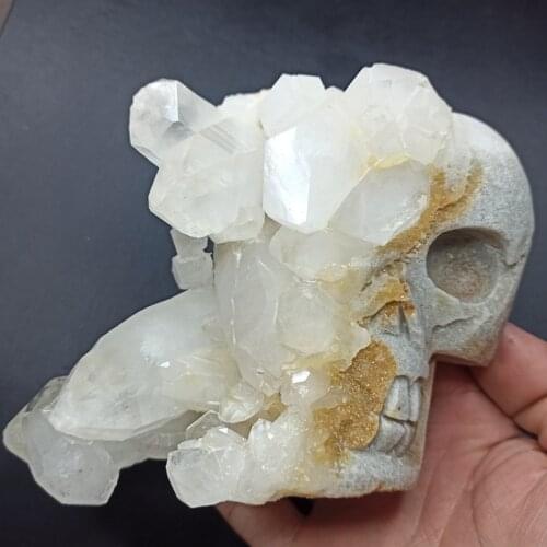 1000g Natural crystal carving skull and crossbones witchcraft healing home decorative art collection