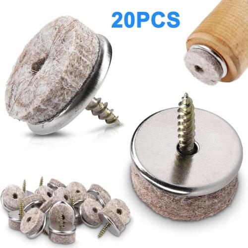 20pcs Furniture Felt Glides With Screw Chair Glider Set Floor Protection ножки для стола Drop Shipping