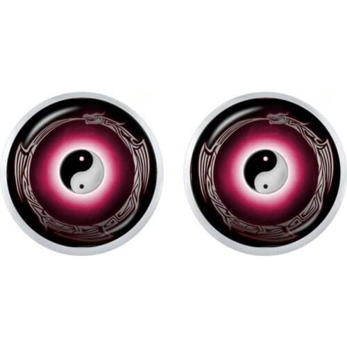 2019 New Yin Yang Ouroboros Time Gem Stud Earrings Tai Chi Trendy 12mm Glass Cabochon Jewelry For Women Girls Gift