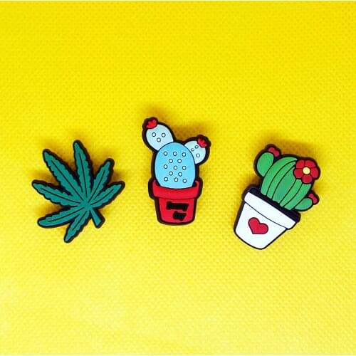 3pcs/set lovely Cactus PVC Shoe Charms Vegetation Shoes accessories Shoe decoration Buckles
