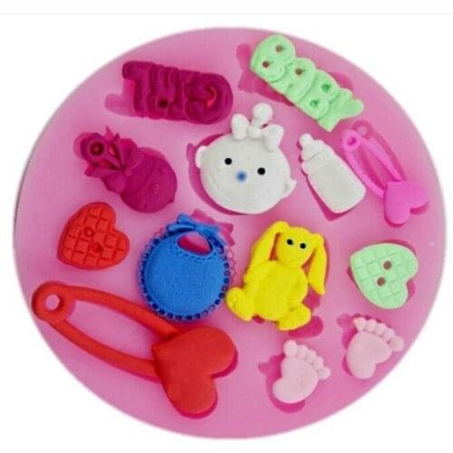 3D Silicone Baby Shower Party Fondant Mold For Cake Decorating silicone mold Fondant Cake sugar craft Moulds Tools