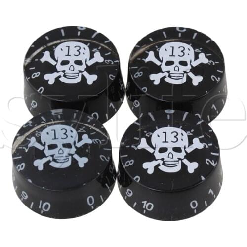 4 X ELECTIC GUITAR KNOBS BLACK / SKULL LOGO