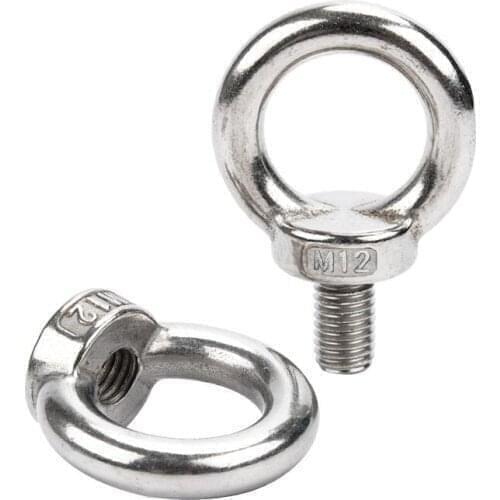 5pcs M10 304 Stainless Steel Eye Bolt Eye Nut Marine Lifting Ring Screw Ring Nut Loop Hole for Cable Rope Lifting