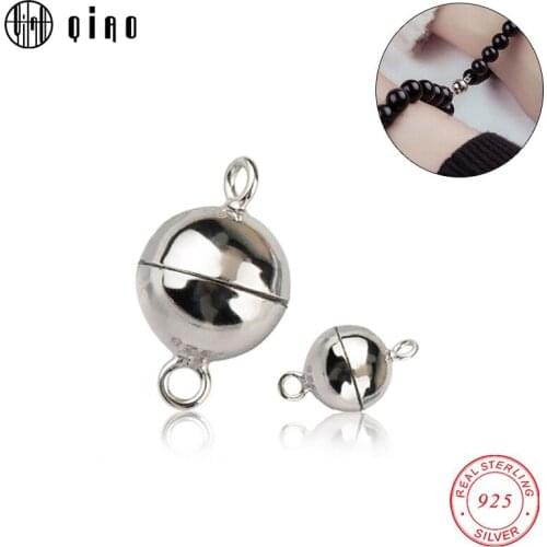6mm 8mm 925 sterling silver Magnetic Clasps lovers Magnetic Clasps for Bracelets Round Ball Buckle Clasps for Jewelry Making DIY