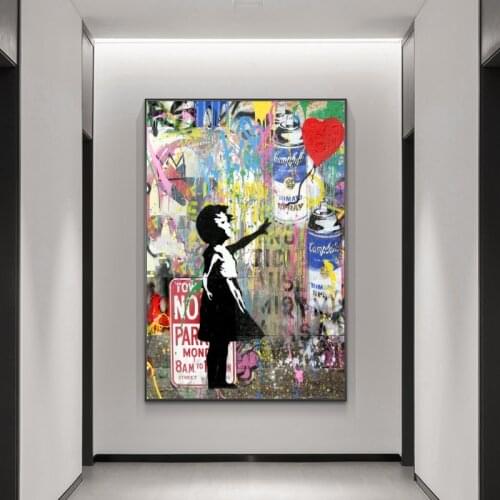 Banksy Art Girl Holding Balloons Canvas Paintings On The Wall Art Posters And Prints Graffiti Art Pictures Kids Room Wall Decor