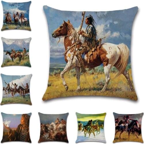 Retro oil printing style Cushion Cover decorative Home sofa chair car seat friend kids boy bedroom gift pillowcase