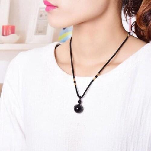 Black Obsidian Rainbow Eye Beads Ball Natural Pendant Transfer Lucky Love Crysta Amulet Pendant Necklace Jewelry