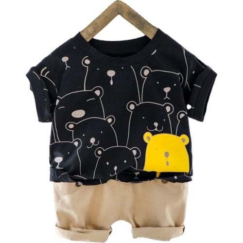 Summer Baby Boys Girls Clothes Children Cotton Cartoon Print T Shirts Shorts 2Pcs/sets Kids Fashion Clothing Toddler Tracksuits